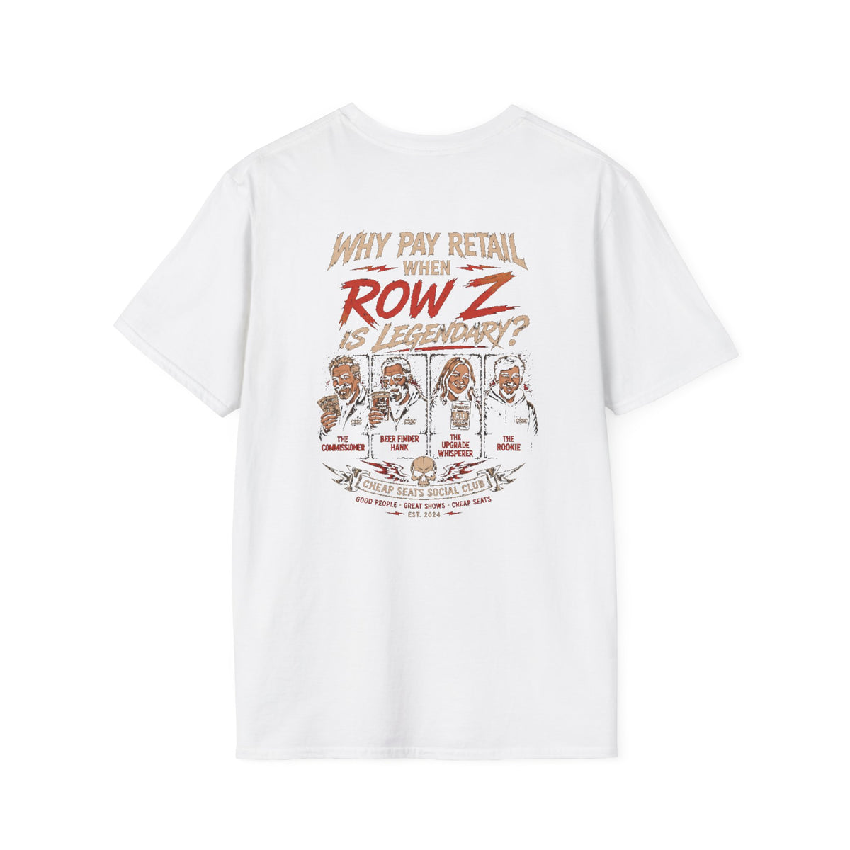 White Cheap Seat Social Club Row Z legendary fan tee